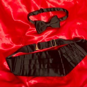 After 6 black silk Bow tie & cummerbund set